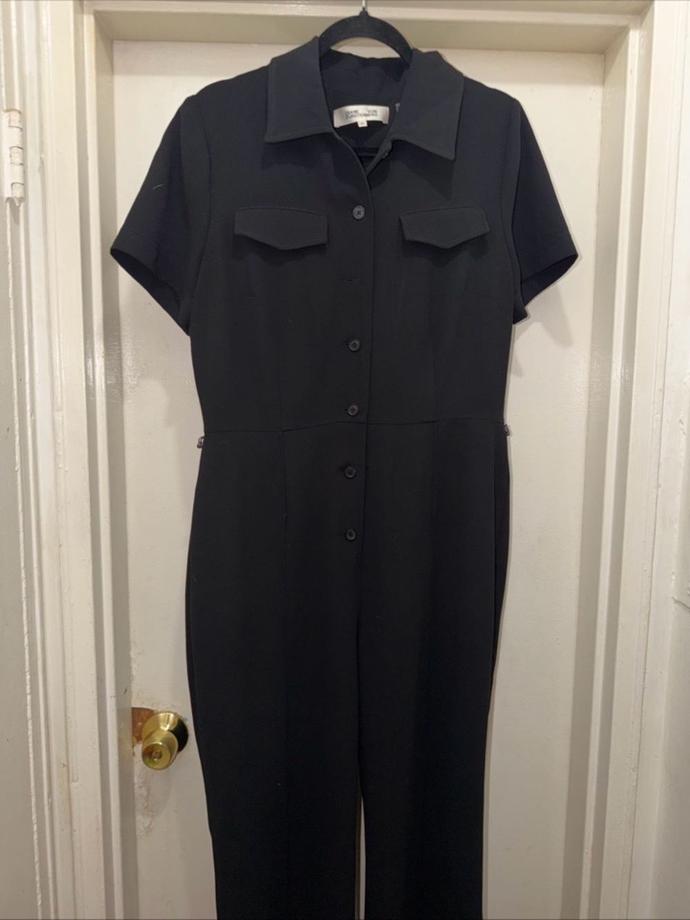 Diane Von Furstenberg Black Short-Sleeve Jumpsuit